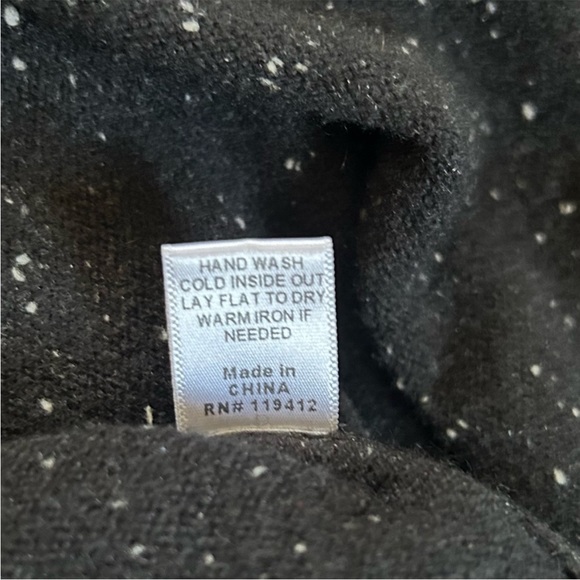 Monrow Neps Black Speckled 100% Cashmere Sweater Mock Neck Fall Cozycore Medium - Picture 7 of 10